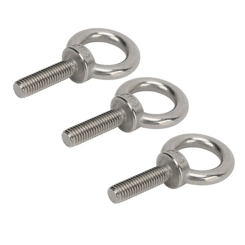 Beefy Stainless Steel Eye Bolts Set For RV And Boat, Heavy Duty Hanger Kit With Washer And Nylon Nut, M10 size, stainless 304, three bolts