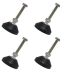 Rock Solid 4 Pack Adjustable M8 x 50mm Leveling Feet Featuring Hella Durable Nylon Bases and Heavy Duty Swivel Casters for Tables Desks Shelves, four nylon bases with threaded stems.