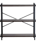 Front view of Three Tier Vintage Industrial Metal Open Storage Bookcase Dope Freestanding Rustic Display Shelving Unit