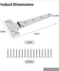 Product dimensions of Heavy Duty 8 Inch T Hinges 2 Pack Stainless Steel Marine Grade Door Hinges 4 Inch Wide