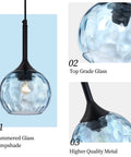 Glass Mason Jar Farmhouse Pendant Light Fixture 5 Light Ceiling Light for Kitchen Island and Dining Room with hammered glass shade