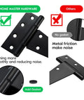 Premium Grade Heavy Duty 6 Inch Stainless Steel Gate Hinges T Strap Style Black Finish showing smooth, noise-reducing design.