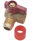 Gas Connector Shut Off Angle Valve Five Eighth Inch OD Flare With Fifteen Sixteenth By Sixteen Thread To Three Quarter Inch FIP 90 Degree Valve