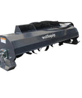 Beefy 72 Inch Rotary Tiller For Skid Steer Hydraulic Attachments Cultivator, side view of heavy duty soil prep tool with 36 blades.