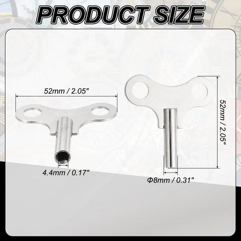 Gearhead Favorite Wrench Clock Key For Winding Mechanical Clocks, 4.4mm Hole, 52mm Long Steel Clock Key dimensions