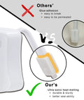 Comparison of Toilet Light With Motion Sensor And 8 Colors LED Glow showing adhesive vs. heat-melt seal durability.