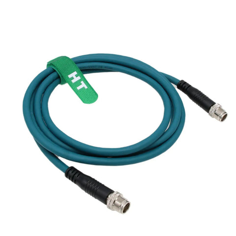 M12 Ethernet Cat7e Cable 8 Pin X Coded Male To Male For Cognex Basler Baumer Keyence Sensor Camera, 25m length coiled