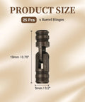Barrel Hinges 25 Pack Brass Concealed Folding Hinges 0.2 x 0.75 Inch Black Finish Product Size Display