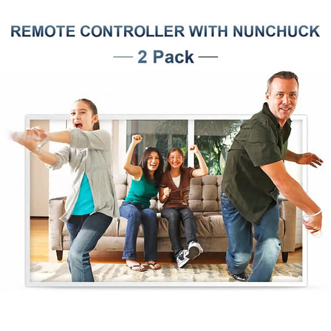 Family playing with Remote Controller With Nunchuck For Nintendo Wii And Wii U Two Pack White Dope Motion Controls