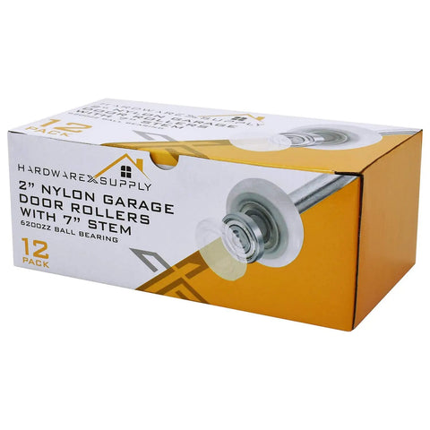 Box of 2 Inch Nylon Sealed Garage Door Rollers With 6200ZZ Beefed Up Performance Bearings, Sealed Cap Protection, 12 Pack