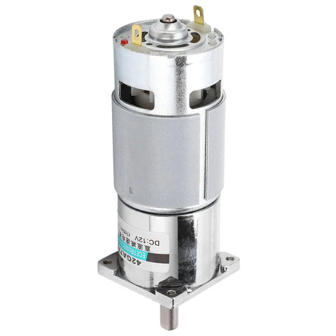 Heavy Duty 42GA775 DC Gear Motor That Crushes It at 10 RPM With 46 Kilogram Force High Torque with dual magnets and pure copper coils.