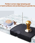Espresso Tamper Mat For Home Barista Setup, Food Safe Silicone Coffee Tamp Pad With Anti Slip Surface on marble counter