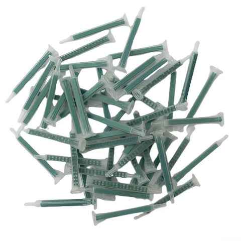 50 Pack 2K Mixing Tips 83mm Static Nozzles for Two Component Epoxies and Resins, Bubble Free Blend, Go-To 5.3mm Inner Diameter and 7.6mm Outer Diameter, Built For Strong Adhesive Bonding, green static mixer tips