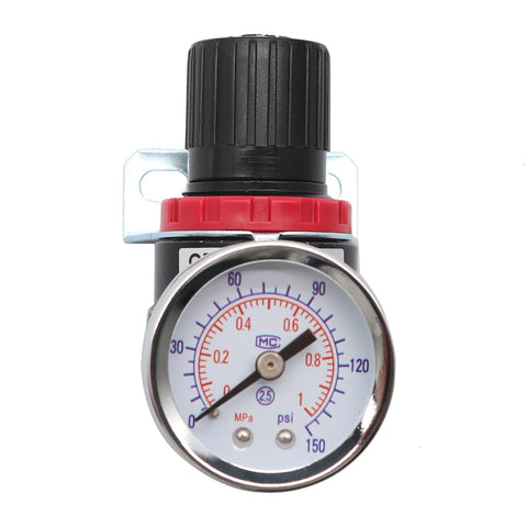 Pneumatic Air Regulator With Bracket And Gauge Quarter Inch NPT Female Thread 0 To 145 PSI Adjustable For Your Shop Air Compressors