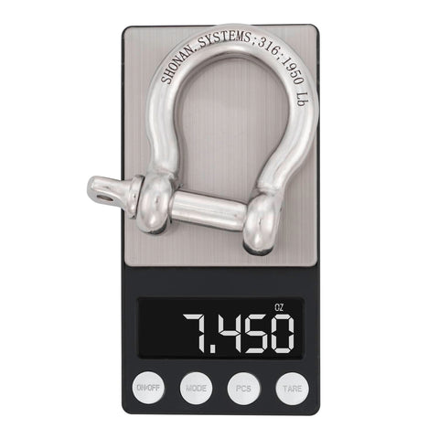 Beefy Half Inch Bow Shackle For Chains Or Straps Heavy Duty D Ring Shackle Marine Grade Stainless Steel 316 Boat Anchor Kit Screw Shackle 1950 Pound Capacity One Piece on digital scale