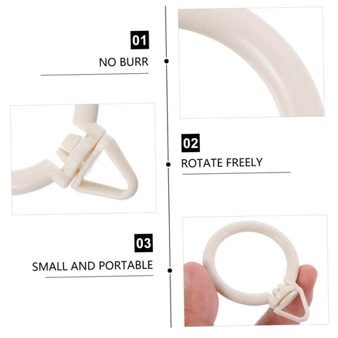 48 Pack Plastic Curtain Rings With Clips Smooth Glide Hanging Rings For Drapes Curtains Screens And Shower Curtains Compatible With Roman Rods Random Colors Easy To Install Durable shown in close-up.