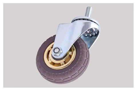 Top Shelf Heavy Duty Caster Wheels 100 Pack M12 Thread Stem Pneumatic Rubber Silent swivel caster with brown rubber wheel.