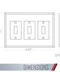 3 Gang Masque Decorator Cover Toggle White For Replacing Discolored Outlets And Painted Wall Plates NEMA Compatible Easy Install Durable Residential Wall Plate For Modern Home dimensions