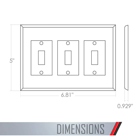 3 Gang Masque Decorator Cover Toggle White For Replacing Discolored Outlets And Painted Wall Plates NEMA Compatible Easy Install Durable Residential Wall Plate For Modern Home dimensions