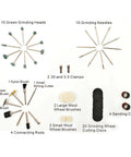 Components of Handheld Electric Grinding And Engraving Pen Kit With 58 Bits for various engraving and polishing tasks.