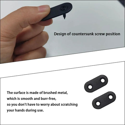 Top Shelf Black Straight Corner Braces Heavy Duty Flat Steel Angle Mounts with countersunk screw design in hand.