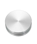 1.5 Inch Rotating Swivel Stand With Steel Ball Bearings Annular Lazy Susan Base Turntable For Kitchen Corner Cabinets Silver 0.45 Inch Diameter Heavy Duty Kitchen Organizer Spices Snacks Craft Display, top view, silver aluminum