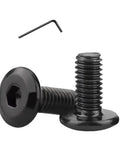 Top Shelf 20 Pack Black Flat Head Hex Socket Cap Screws Forged From Kickass 304 Stainless Steel For Lockdown Strength On Furniture Builds Featuring Fully Threaded Core For Smooth Install, showing hex screws and Allen wrench.