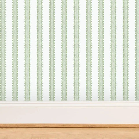 Premium Green Stripes Wallpaper With Heavy Duty Matte Finish And Natural Linen Texture Designed For Homes And Commercial Spots Featuring Pvc Free Composition And Quick Paste To Paper Setup That Totally Slaps on a wall.