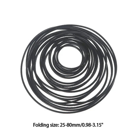 Must Have 20 Pack Round Rubber Belts For Tape Machines, 1mm Diameter, Mixed Lengths displayed in circular arrangement