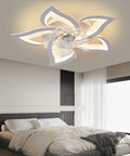 Low Profile Ceiling Fan With Lights, Modern Dimmable Flower Shape, 110V Smart Remote And App Control in bedroom setting