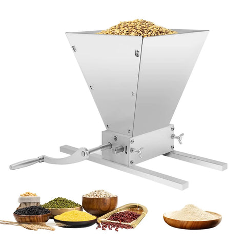 Manual Grain Mill With Adjustable Roller Gap For Wheat Berries, dual hand crank or electric drill, heavy duty carbon steel rollers