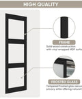 Sliding Closet Door 48 Inch Wide Two Panels Each 24.5 Inch Wide, 3 Lite Frosted Glass Bypass With Hardware Kit info diagram