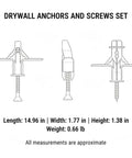 Diagram of 50 Pack M8 Nylon Drywall Anchors With Zinc Plated Screws, displaying dimensions and design details.
