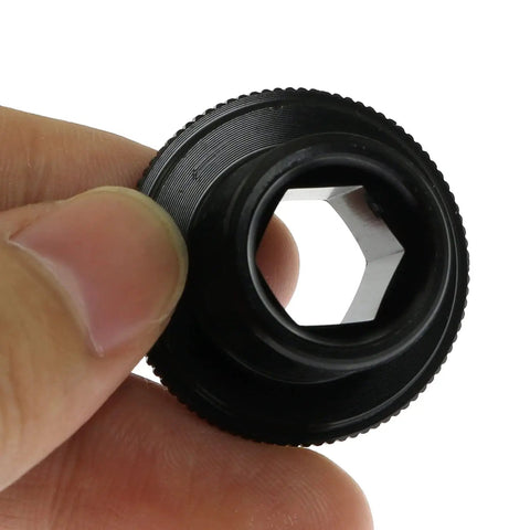 Close-up of Beefy M18 Crank Arm Bolt Aluminum Alloy For Bicycle Crank Arm Screws Fixing Bolt Mountain Bike Black Surface