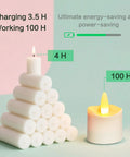 Rechargeable Flameless LED Tea Lights With Remote And Timer Waterproof Battery Operated Votive Candles stacked with charging times