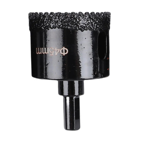 Jiawu Heavy Duty Serrated Hole Saw Kit For Tough Ceramic Glass Tile Marble Gypsum. Brazed Carbon Steel With Thick Carborundum Coating Makes These Power Drill Bits Totally Sick For Fast Boring And Heavy DIY Projects That Need Real Durability And Serious. 45mm hole saw bit with black carborundum coating and drill shank