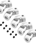 5 Pack Universal Rotatable Steering Shaft U Joint Coupler for RC Cars Robots Crawlers and Boats 6mm to 6mm Metal Motor Connector With 360 Degree Universal Joint Durable Direct Axis Motor Use, silver with screws
