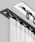 Hidden Ceiling Curtain Track System for Recessed Installations With Aluminum Alloy Rail And Smooth Pulley No Light Leakage Heavy Curtain Support showing aluminum rail and curtain mounts