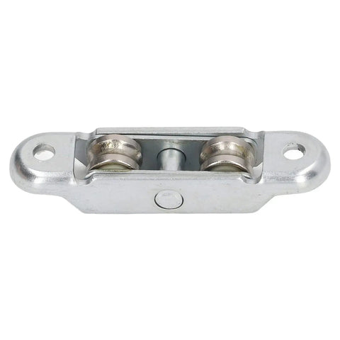 Heavy Duty Double Wheel Roller Pulleys For Sliding Doors And Windows 4 Pack Alloy Steel Replacement Track Rollers close-up view.