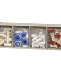 TiltView Plastic Storage Cabinet With Four Tilt Out Bins For Quick Access A Durable Horizontal Parts Organizer In Stone Finish