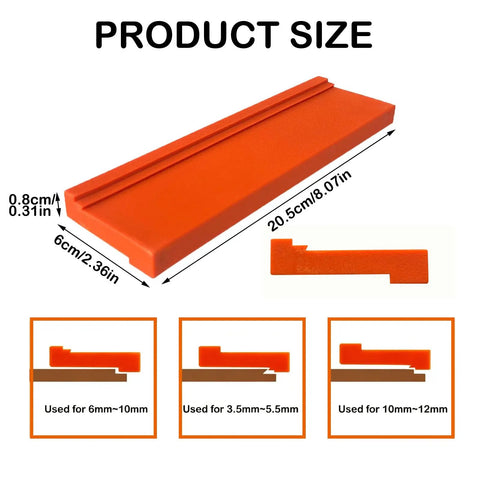Pro Grade Three Edge Tapping Block For Vinyl Flooring And Laminate Installations with dimensions shown in the image