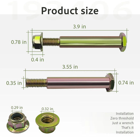 Heavy Duty Wheel Bolts And Lock Nuts Kit Fits Cub Cadet Craftsman Husqvarna Lawn Tractors Replacement Four Pack dimensions display