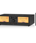 VU3 Pro Dual Analog VU Meter For Audiophiles 2 Way Amplifier Switch And Speaker Selector 2 In 2 Out Audio Switcher Box With DB Panel Display Ideal For Quick A B Testing And Comparing Two Amps And Two Speaker Pairs, black aluminum with remote