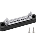 Heavy Duty 12V Power Distribution Block With Nickel Plated Brass Busbar And Tough Abs Base, 4.2 Inch splitter with M5 studs.