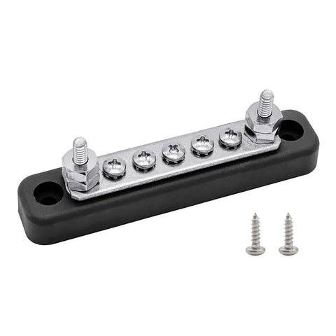 Heavy Duty 12V Power Distribution Block With Nickel Plated Brass Busbar And Tough Abs Base, 4.2 Inch splitter with M5 studs.