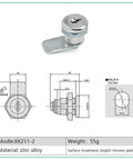Diagram and image of Brass Dimple Cupboard Lock For Cabinets And Vending Machines Cam Lock With Key, Solid Heavy Duty Door Latch