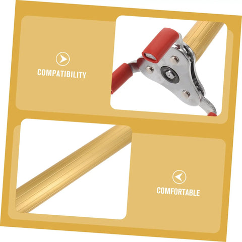 Close-up of the Dead Simple Fire Alarm Removal Tool With Long Extendable Pole, showcasing the golden pole and claw grip mechanism.