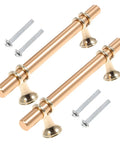 Gold Aluminum Cabinet Door Handles Set Of 2 For Wardrobes And Kitchen Cupboards Decorative Drawer Pulls with screws included.