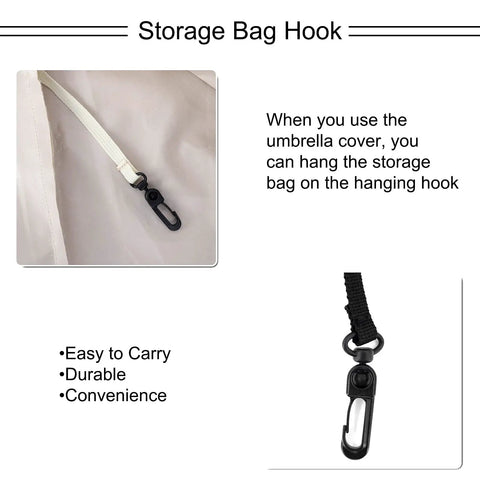 Beefy Heavy Duty 600D Oxford Patio Umbrella Cover Waterproof Fits 7 To 10 Feet Umbrellas storage bag hook detail