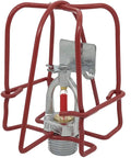 Commercial Grade Fire Sprinkler Head Protection Cages Three Quarter Inch Double Hook Steel Guard close-up showing red coated iron wire construction.